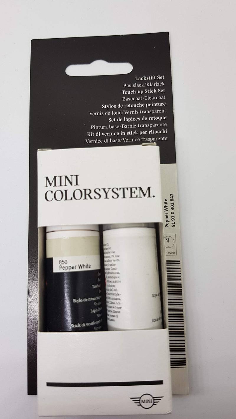 Mini Original-Lackstift-Set, 2 x 12 ml Pfeffer-weiß, Code 850 51910301842 von MINI