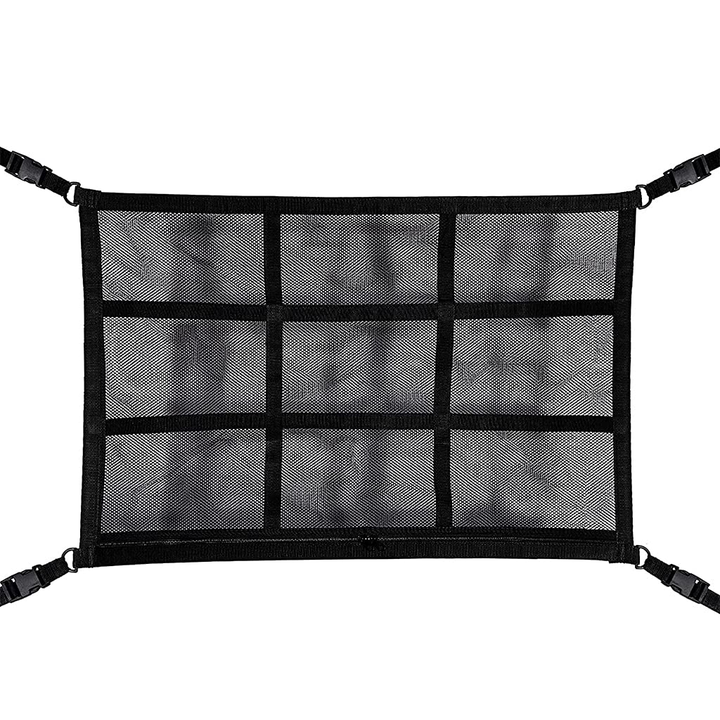 Auto Decke Aufbewahrungsnetz Tasche Innenraum Auto Cargo Net Autodach Verstellbar für Outdoor Auto Zubehör von MinnowXY