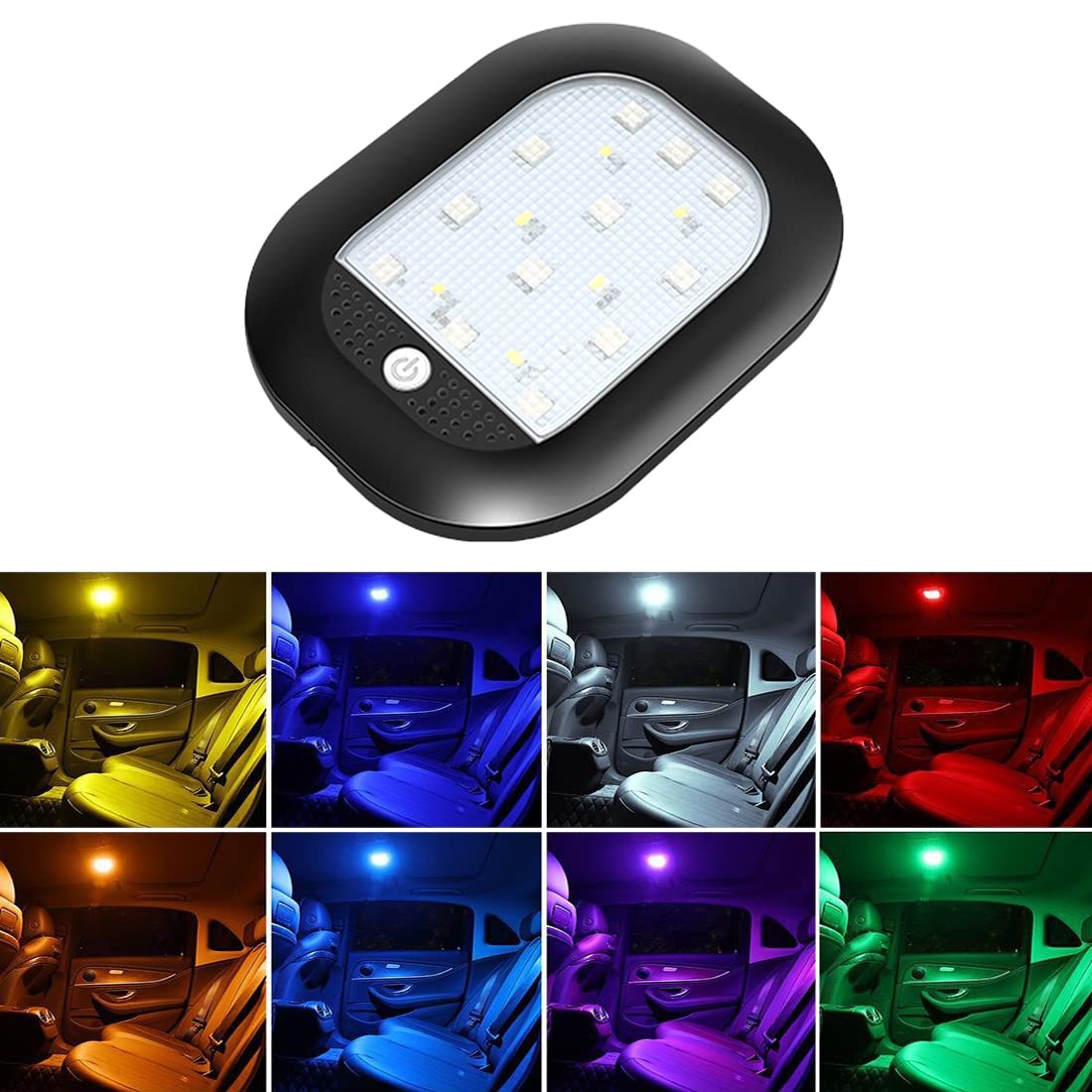 Minsezhi Auto-LED-Innenbeleuchtung,RGB-Innenbeleuchtung,tragbare Autolampe,8 Farben Auto-Ambiente-Lichter,Auto-Musik-Sound-aktivierte Beleuchtung,für Autos,Wohnmobile und Lastwagen.(schwarz) von Minsezhi