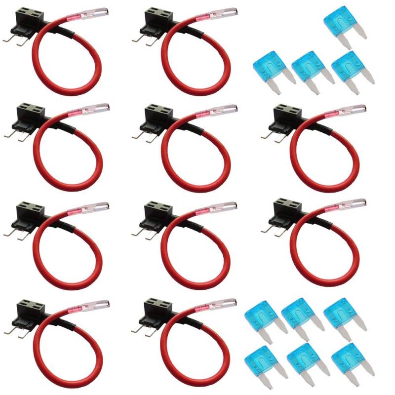 Mintice™ 10 X 12V Auto Mini Flachsicherungsadapter Sicherungshalter für Spannungsabgriff KFZ Flachsicherungen Autosicherungs von Mintice