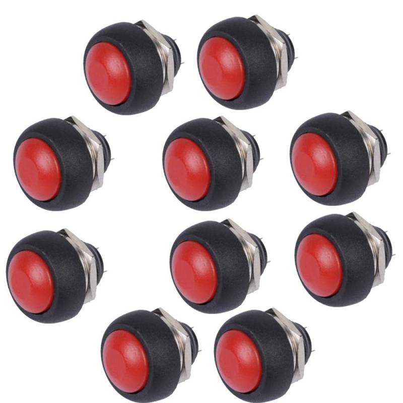 Mintice™ 10 X KFZ Kippschalter Schalter Wippschalter Momentschalter Druckschalter Drucktaster 12mm Runden Rot von Mintice