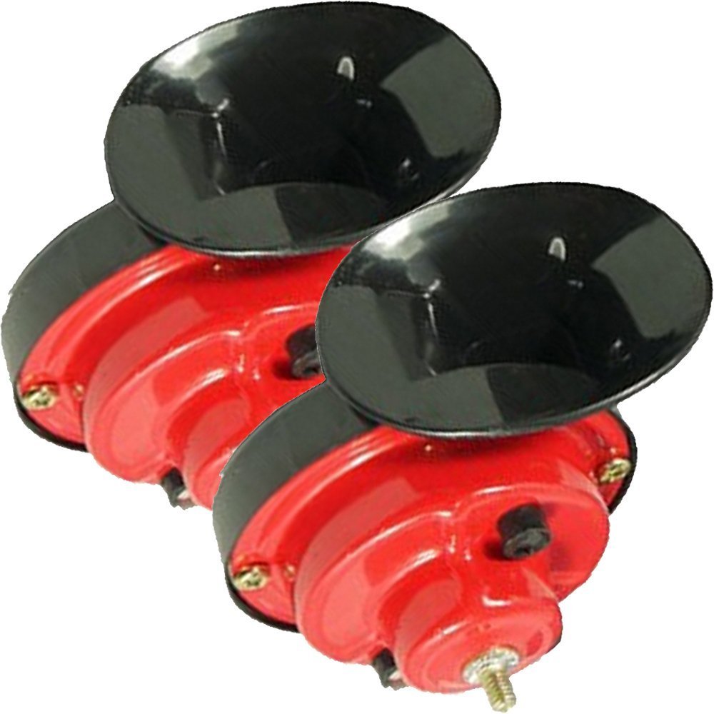 Mintice™ 2 Stück rot 12V 24V laut Kfz Auto LKW Elektrofahrzeug Horn Schnecke Horn Schallpegel 110dB Autohupe Autolautsprecher von Mintice