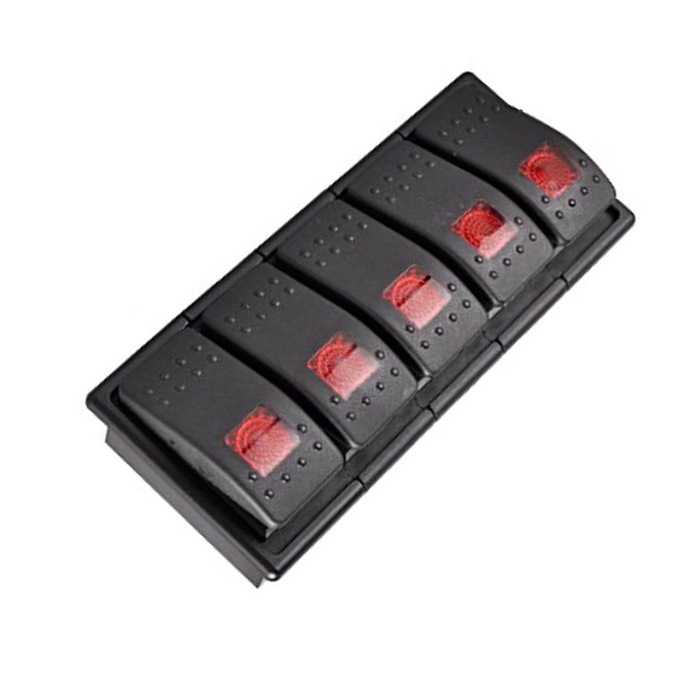 Mintice 5 Stück KFZ Kippschalter Druckschalter Schalter Wippschalter Wasserdicht 12V 20A 24V 10A Rot Licht 4Pin AN/AUS Schalterhalter von Mintice