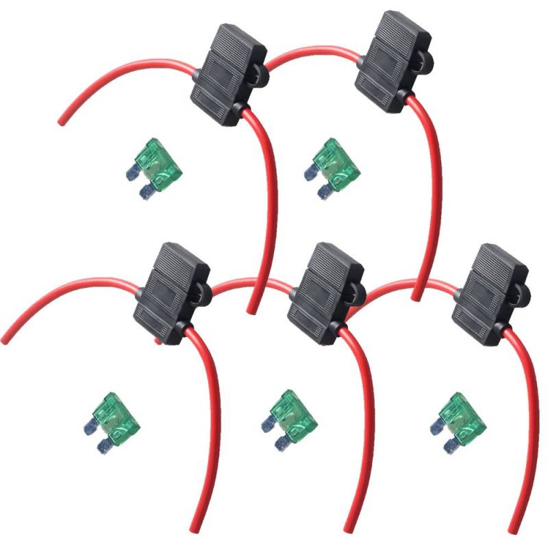 Mintice 5 X KFZ Sicherungshalter Gehäuse vergossen Flachsicherungen 12 Ga 30A Inline Wasserdichte Box Stecker von Mintice