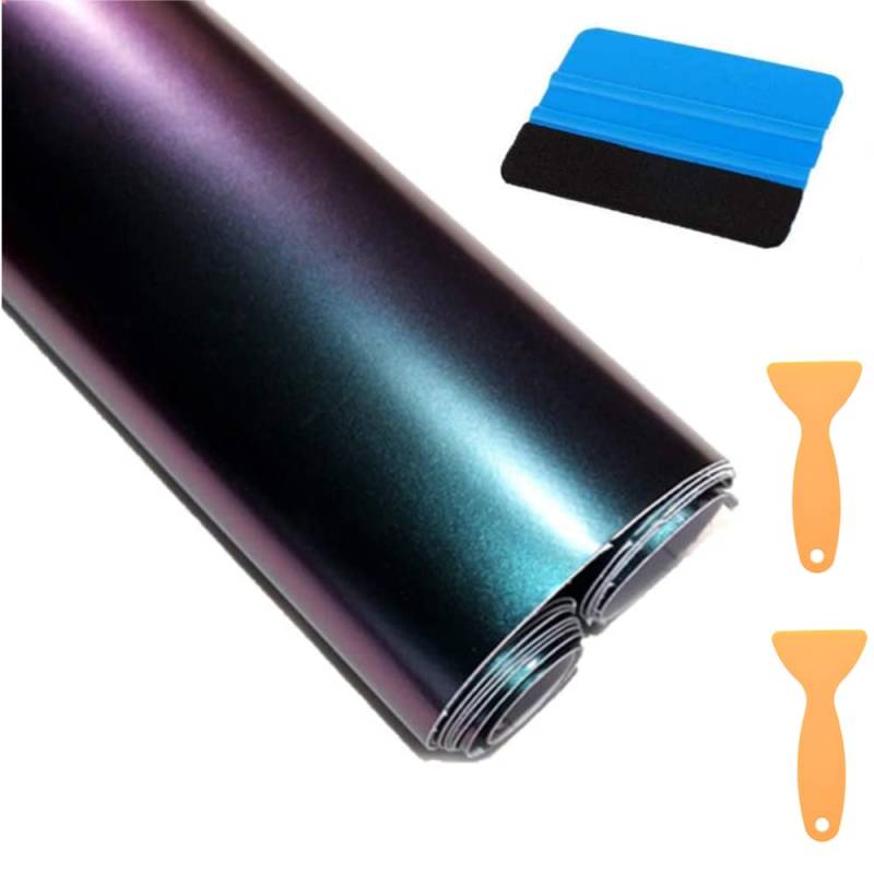 Lackschutzfolien für Auto,30 * 300cm Auto Folien Selbstklebend Flexibel Auto Shutz Chamäleon FolieLila zu Blau, die Farbe ändert von Guangyu