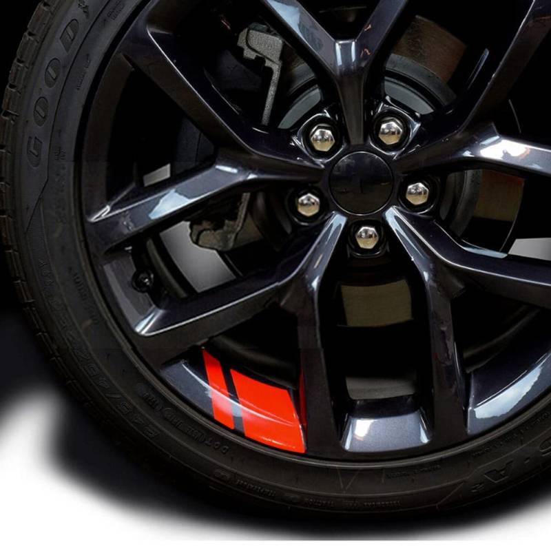 MIOLOE 6 Stück Autorad reflektierende Aufkleber Auto Felgen Aufkleber Streifen Racing Felgenaufkleber Auto Dekoration Zubehör für Größe 18"-21" Räder (Rot) von MIOLOE