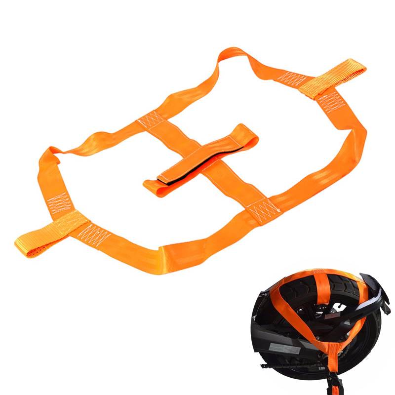 Motorrad Transportsicherung, Binderiemen Für Motorrad Hinterrad Abspanngurt Transportsicherung Gurt Verzurrsystem für Hinterrad Motorrad Hinterrad Tie down Strap (Orange) von Mirrwin