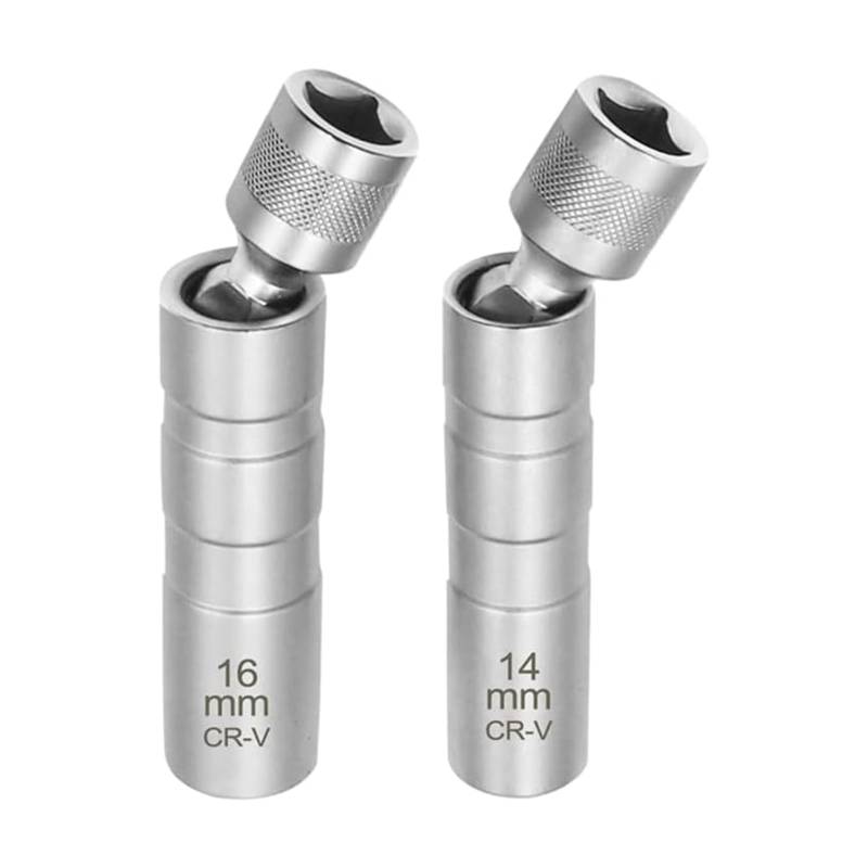 MisFun 2 Stück Zündkerzenschlüssel, Zündkerzenstecker, Zündkerzensteckdose Magnetisch, 14mm und 16mm, Universal Zündkerzenschlüssel Set, Werkzeuge zum Entfernen von Zündkerzen für Autoreparatur von MisFun