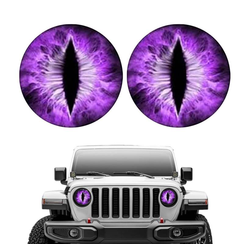 MisFun Auto Aufkleber, Beast Eyes Headlight Decals, Beast Eyes Scheinwerfer Autoaufkleber, 3D Stereo Augen Scheinwerfer Auto Sticker Runde Scheinwerfer Augen Aufkleber Auto, für Fast Alle Autos(Lila) von MisFun