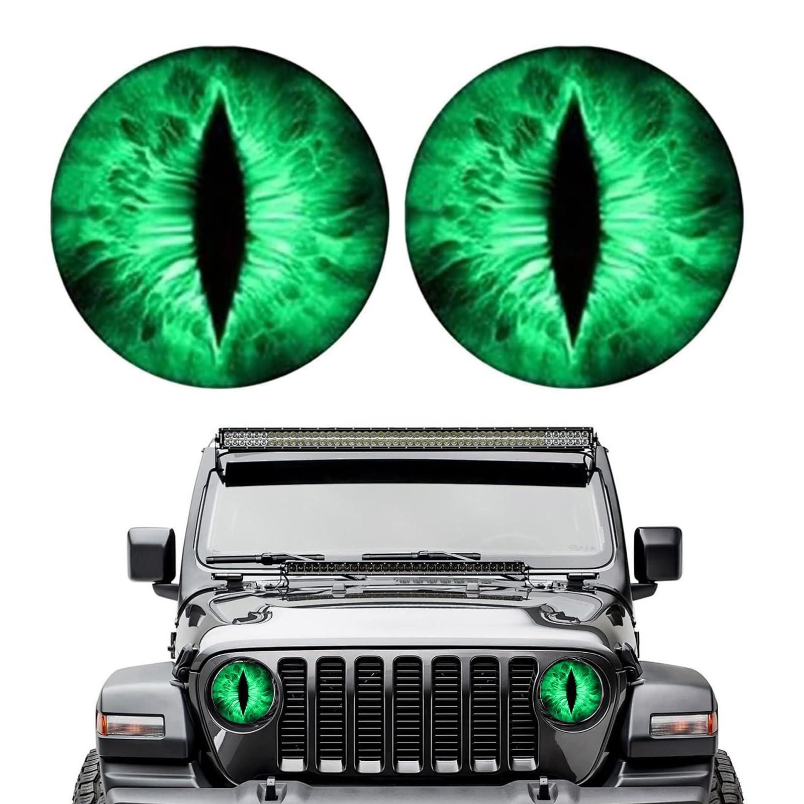 MisFun Auto Aufkleber, Beast Eyes Headlight Decals, Beast Eyes Scheinwerfer Autoaufkleber, 3D Stereo Augen Scheinwerfer Auto Sticker Runde Scheinwerfer Augen Aufkleber Auto, für Fast Alle Autos(Grün) von MisFun