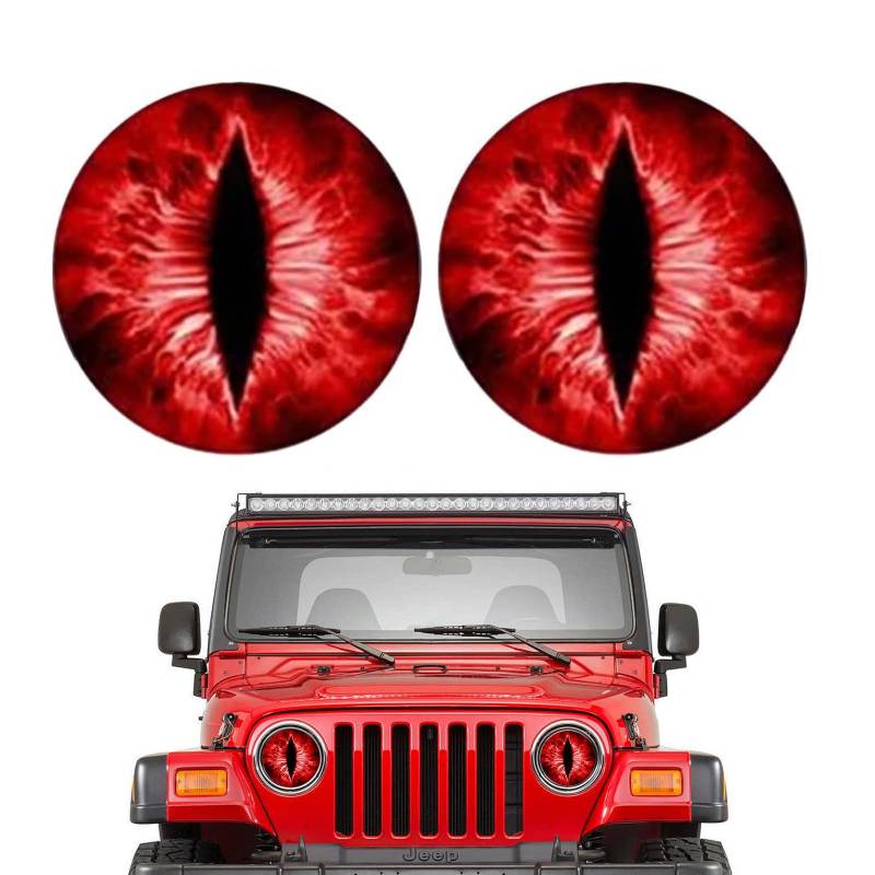 MisFun Auto Aufkleber, Beast Eyes Headlight Decals, Beast Eyes Scheinwerfer Autoaufkleber, 3D Stereo Augen Scheinwerfer Auto Sticker Runde Scheinwerfer Augen Aufkleber Auto, für Fast Alle Autos (Red) von MisFun