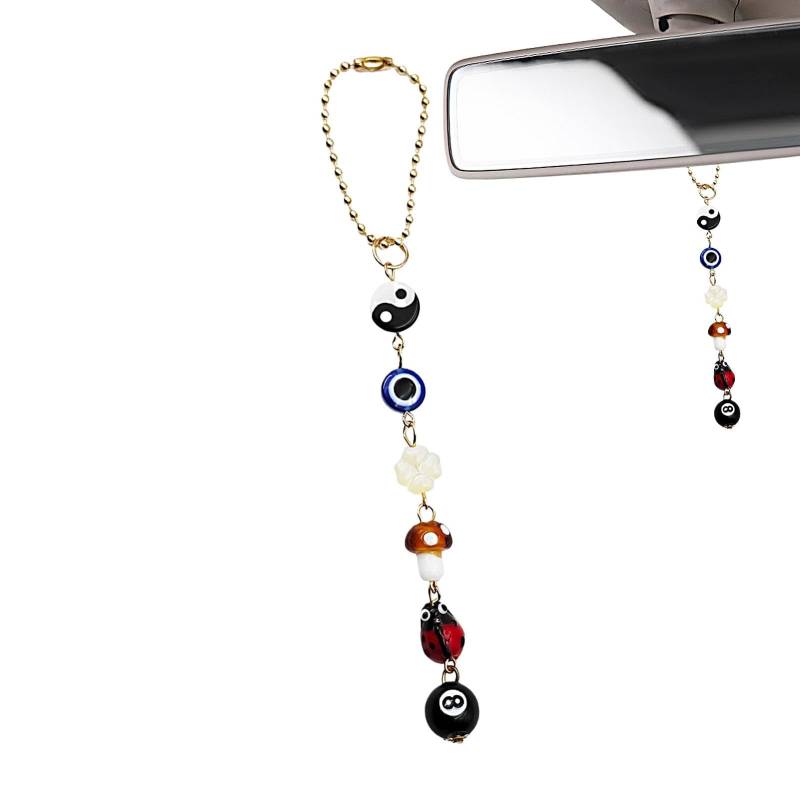 Misaakoeq Auto-Ornamente für die Rückansicht, Auto-Rückspiegel-Dekoration - Niedlicher Boho Auto Dekor Pilz Auto Zubehör Auto Anhänger - Boho Autozubehör, Autodekorationen, Evil Eye Charm für von Misaakoeq