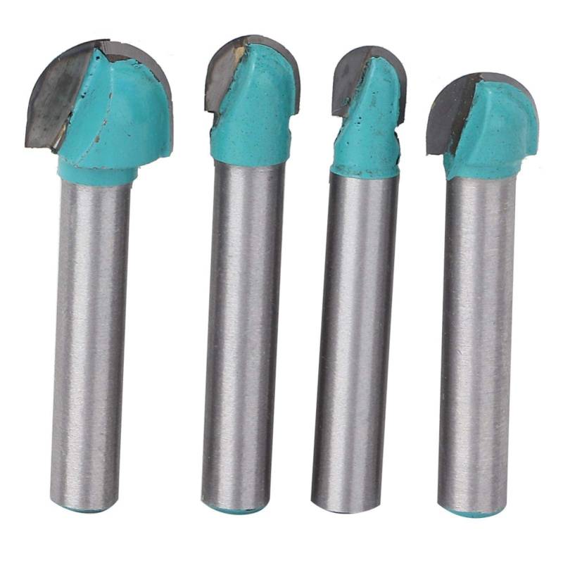 Stahl 4Pcs 6mm Schaft Round Nose Cove Core Box Router Bit Rundbodenfräser für die Holzbearbeitung von Miskall