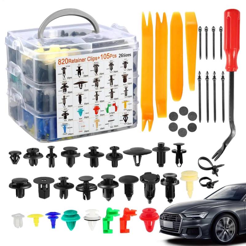 Missmisq Auto-Clips-Befestigungselemente, Frontstoßstangen-Clips | Autoklammern Autoteile 925 Stück | Tragbares es Stoßstangen-Reparaturset, Push-Pin-Clips, Auto-Erweiterungsschnalle für Motorhauben, von Missmisq