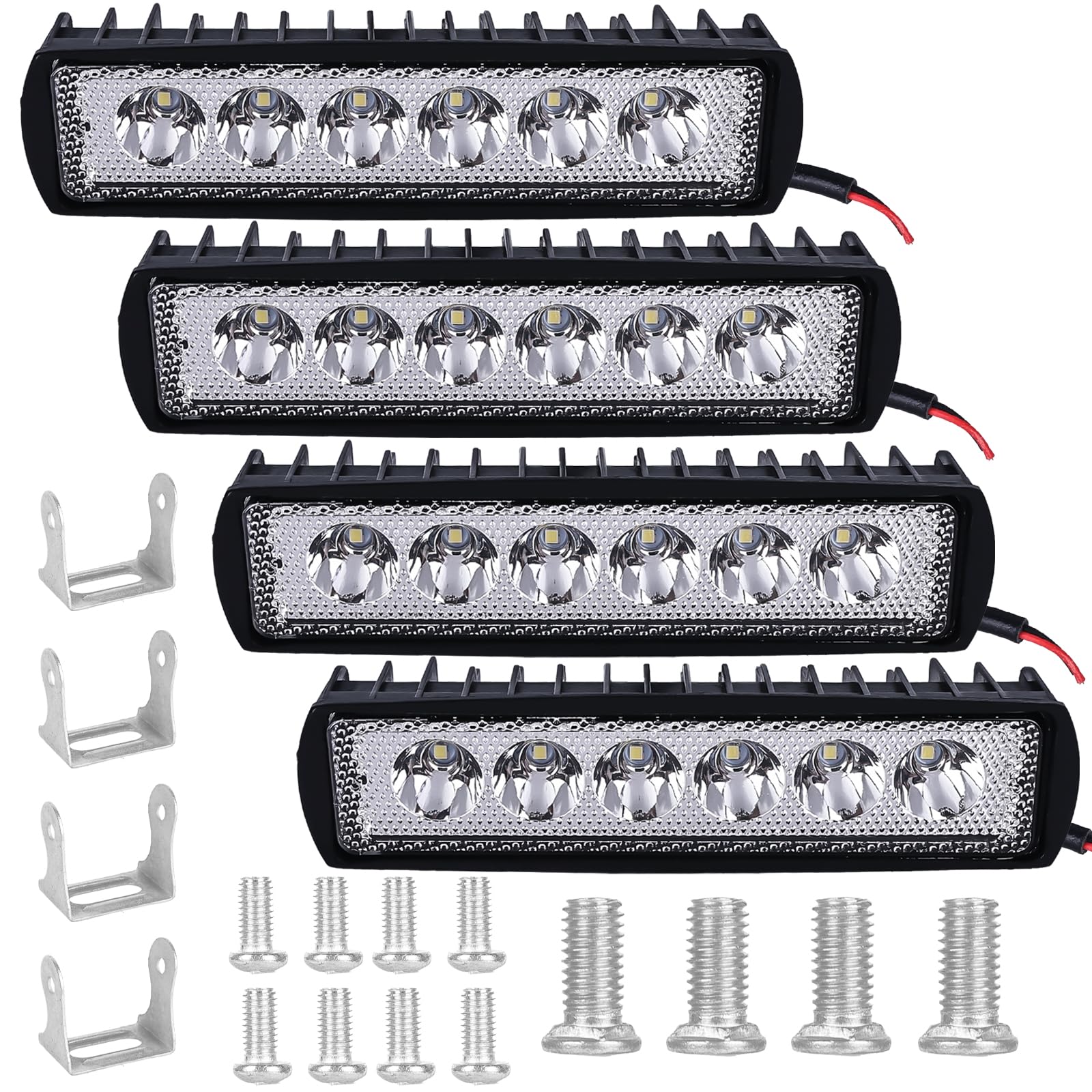 4 Stück 18W LED Arbeitsscheinwerfer Offroad LED Scheinwerfer 12V/24V, LED Offroad Zusatzscheinwerfer Arbeitslicht Auto 6000K 1600LM IP67 Wasserdicht Rückfahrscheinwerfer für Trecker Bagger SUV,UTV,ATV von Mitening