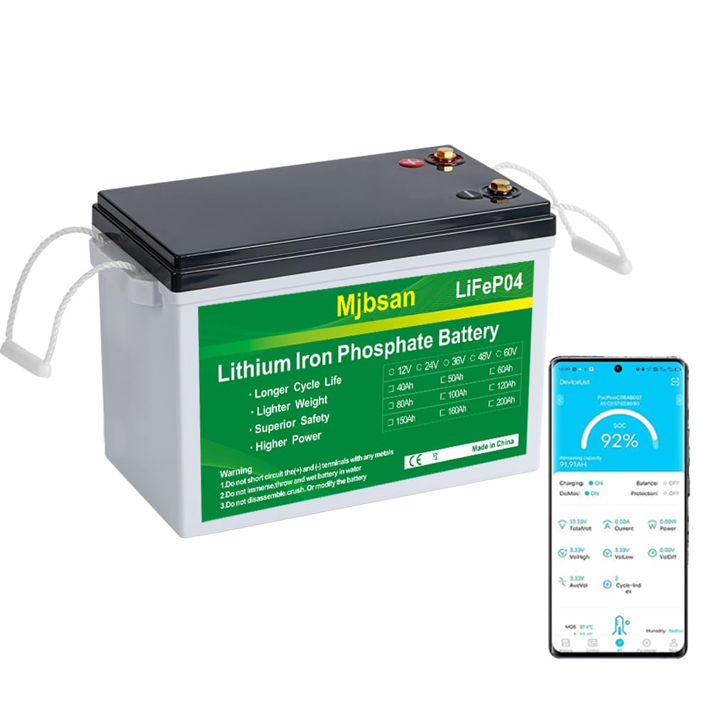 Mjbsan 12V 300Ah LiFePO4 Autobatterie mit Bluetooth Eingebauter 200A BMS, 3840Wh Deep Cycle Lithium Batterie, 8000+ Zyklen, Ideal für Wohnmobil, Solar Trailer, Boot und Camping von Mjbsan