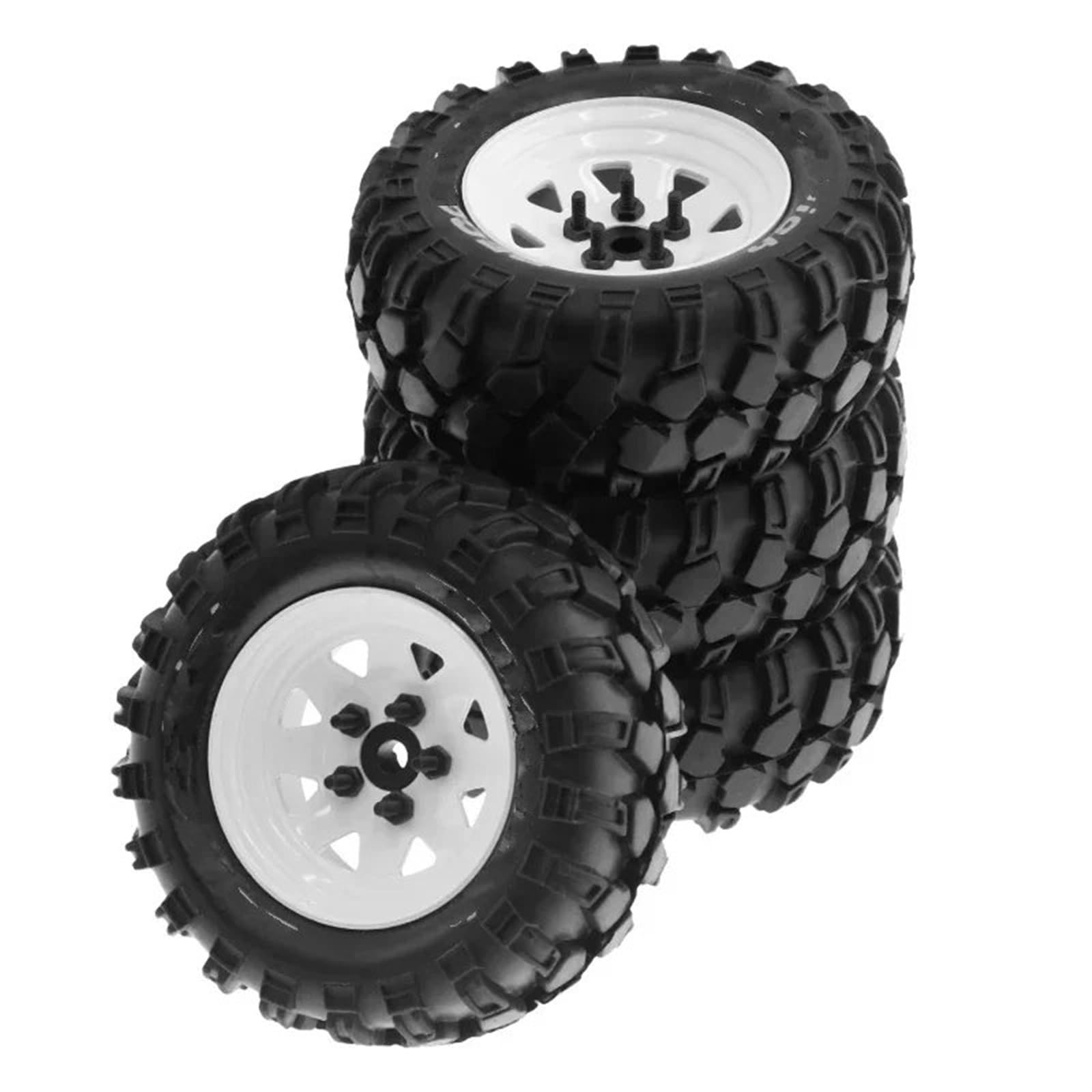 Beadlock Felgen Reifen Kompatibel Mit Trxs TRX4 RC4WD D90 D110 Für Axial SCX10, 4 Stück, 93 Mm, Metall, 1,9 Zoll, Beadlock-Felge, Gummireifen, 1/10 RC Crawler Car(White) von Mkytkv