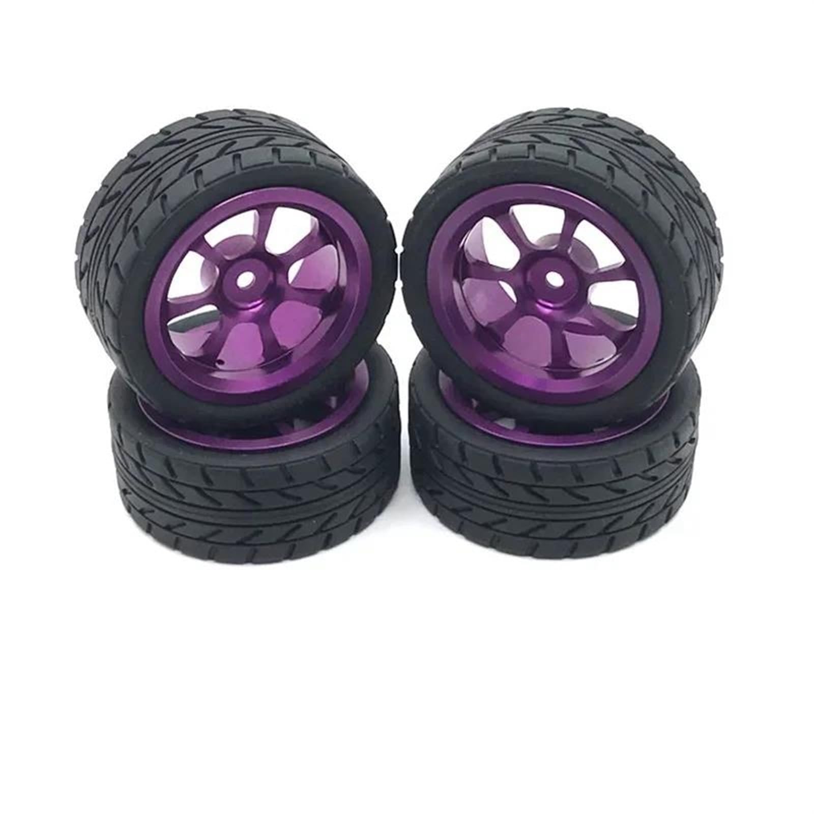 RC Felgen Reifen Kompatibel Mit Wltoys Für 144001 144002 124016 124017 124019 124018 RC Automobilteile 65 Mm Metallfelge High Grip Gummireifen(Purple) von Mkytkv