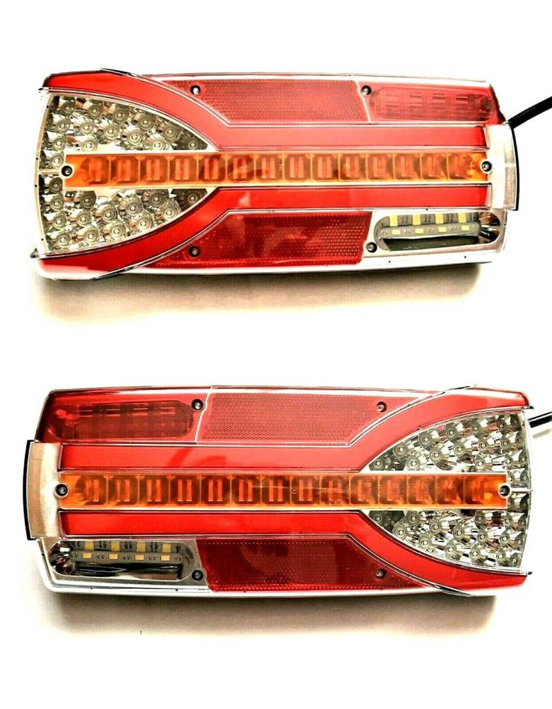 MelTruck® 2x 7 Funktionen LED Rückleuchten 12/24V LKW PKW Anhänger Dynamischer Blinker SET (Links + Rechts) von MelTruck