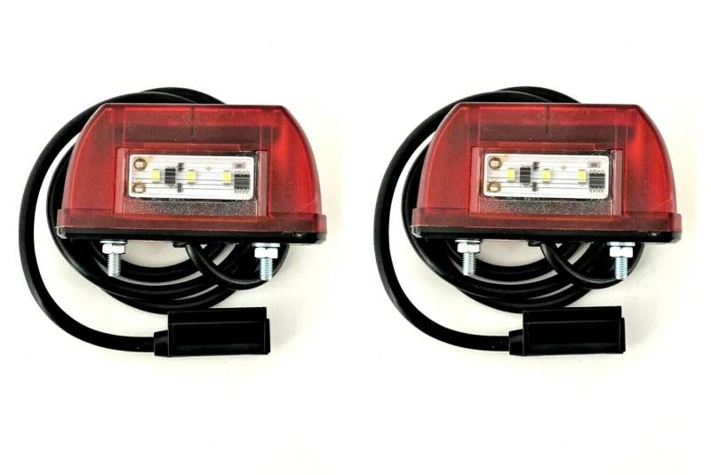 MelTruck® 2x LED Kennzeichenbeleuchtung Kennzeichenleuchte für LKW PKW Anhänger Traktor Bus (Breite - 93 mm - Rot mit Schnellanschluss) von MelTruck