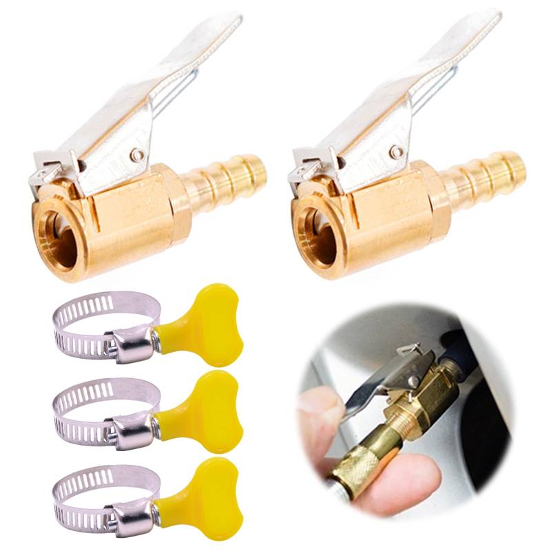 Mmgoqqt 2 Stück Autoventil Hebelstecker Air Chuck, 6MM Messing Reifen Ventil Luftpumpe Clip, 1/4" NPT Air Chuck Messing Reifenfüllnippel für Reifenventile mit Ventilgewinde von Mmgoqqt