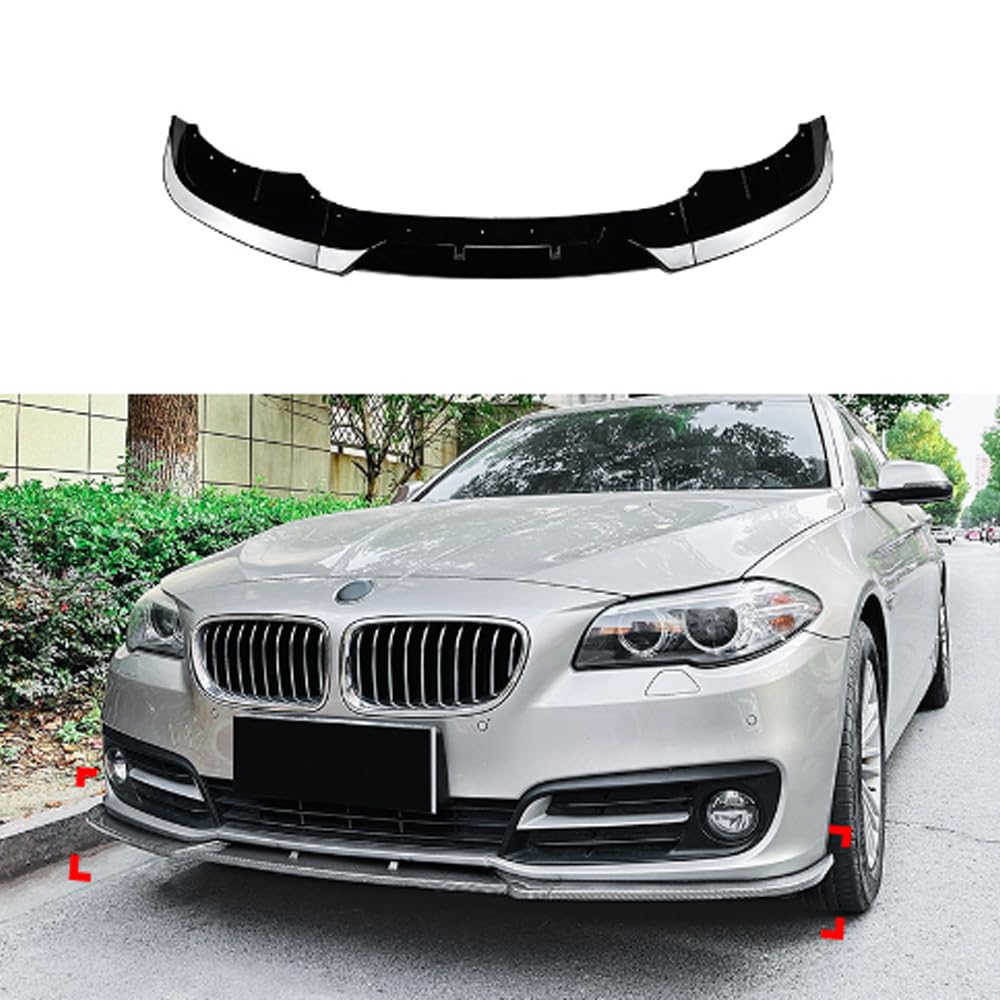 Auto Frontspoiler für BMW 5 Series F10 F11 LCI 2015-2017 Luxury Edition Auto Frontspoiler Lippe Anti Kollisionsschutz Diffusor Splitter Auto Styling Zubehör,Glossy Black von MoDma