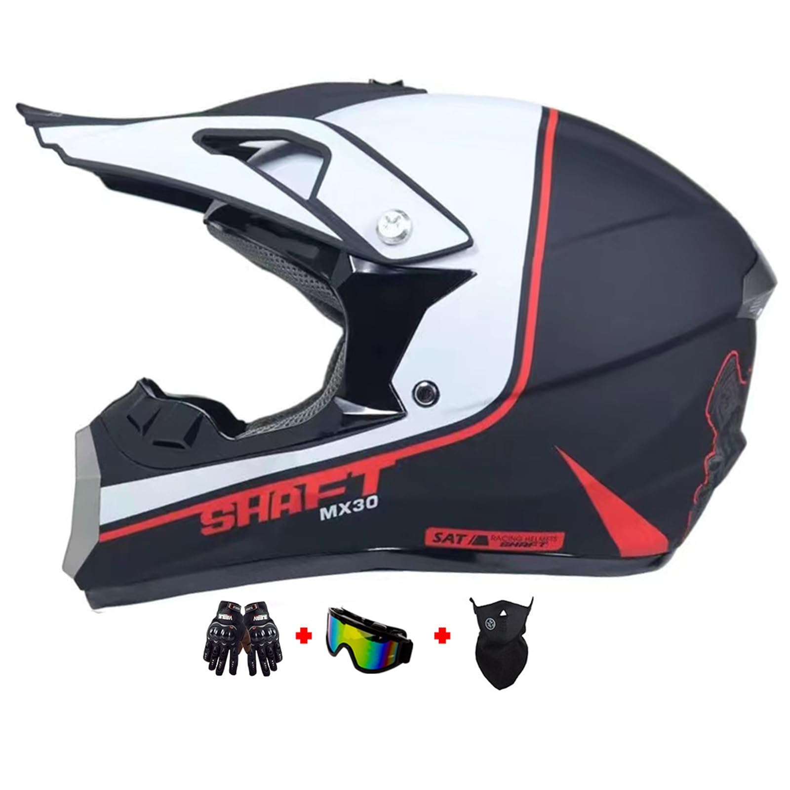 Motocross Fullface MTB Helm Kinder, Mit Handschuhe Maske Brille, Downhill Motorradhelm Kinder, Helm Set Herren ATV Motorradhelm MX Enduro, MTB Helm, Motorradhelm Motorrad Downhill Helm ( Color : A , S von MoHelmHui