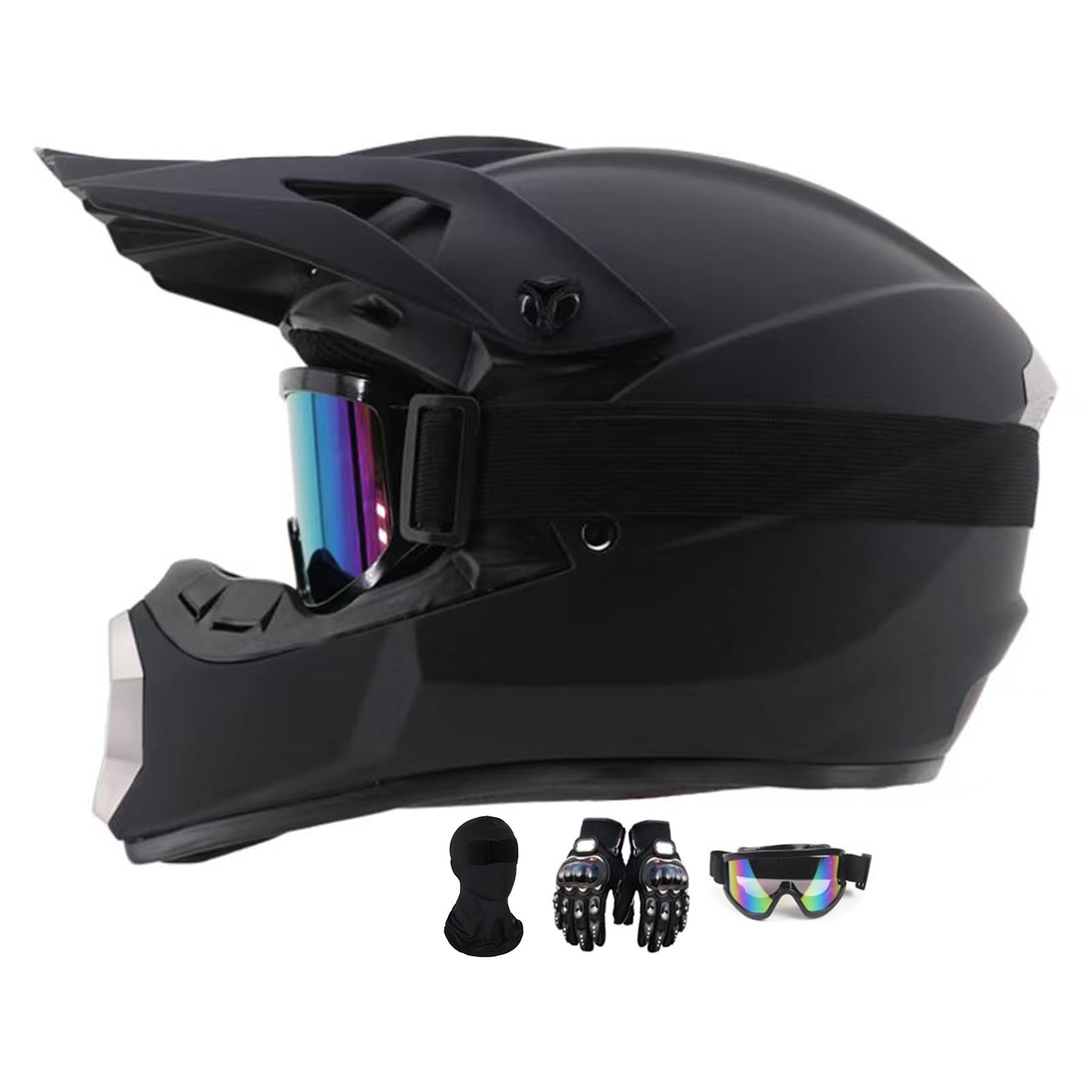 Motocrosshelme Schwarz, Jugend Offroad-Helme, Downhill Fullface Motocross Helm, Enduro-Helme, MTB ATV MX-Helme, Crosshelme, Motorradhelme, Für Damen, Herren, Erwachsene, Mit Brille Handschuhe ( Color von MoHelmHui