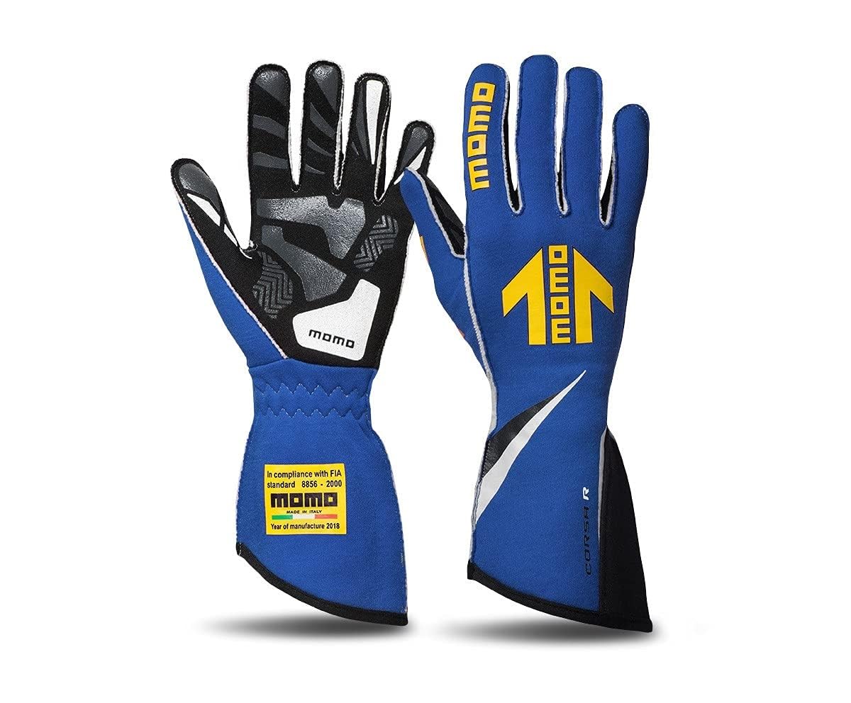 MOMO CORSA R HANDSCHUHE RENNSPORT AUTO - RENNHANDSCHUHE BLAU GRÖSSE 10 - RACING HANDSCHUHE FIA von Momo