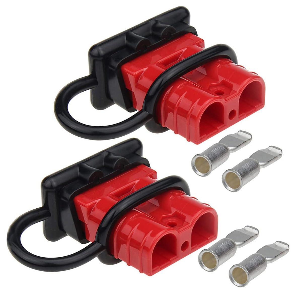 Mobestech 1 Set Gabelstapler Stromstecker Batterieanschluss Stecker Mit Gehäuse 50A 600V Inklusive 2 Steckern 2 Staubkappen Und 4 Klemmen Für Schnelle Trennung Und Verbindung von Mobestech