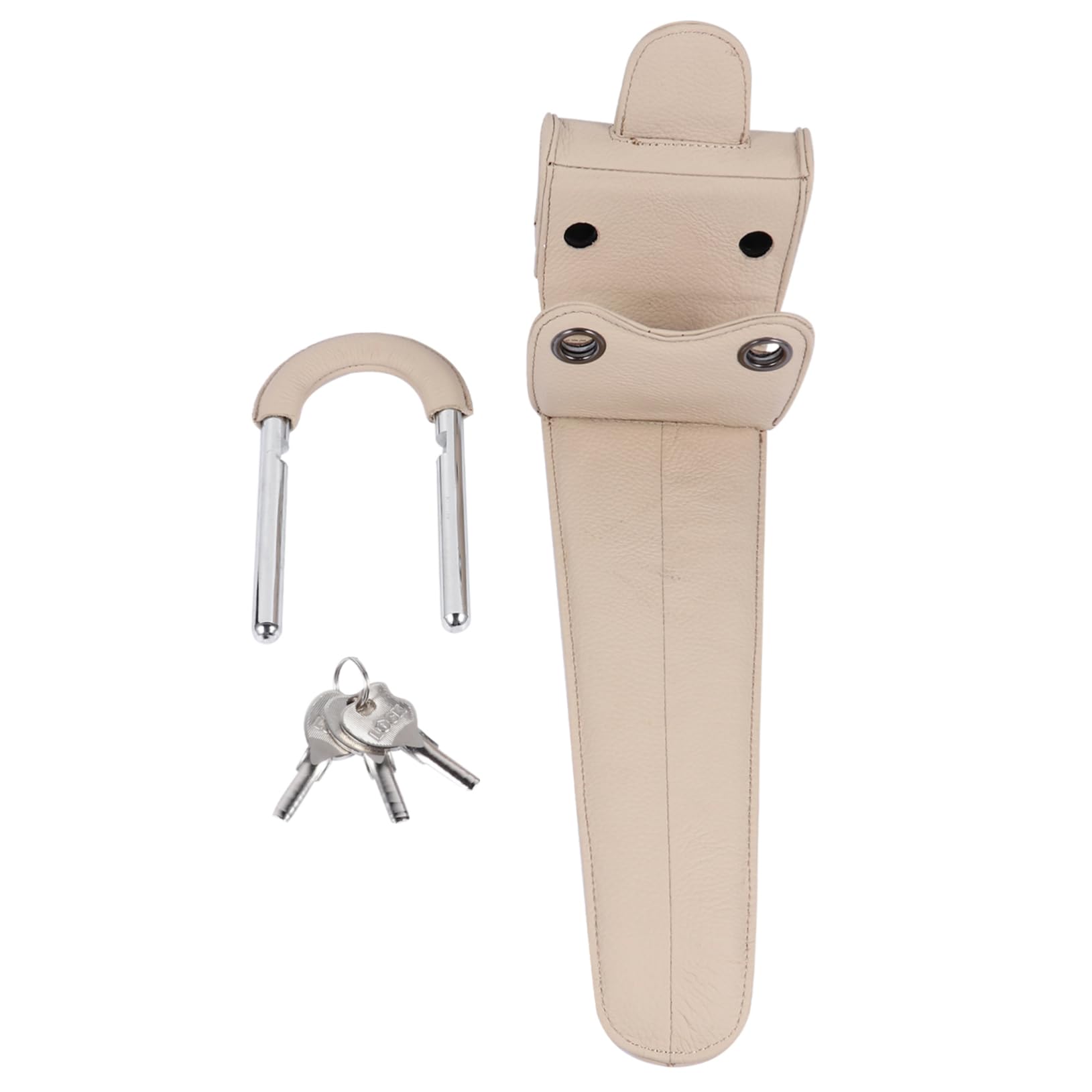 Mobestech 1Stk Lenkradsperre Lenkradschloss Lenksäulensperre Auto Anti- Steering Wheel Lock Leder lenkradbezug Auto lenkrad Schloss Autoschloss aus Leder Aluminium-Magnesium-Legierung Beige von Mobestech