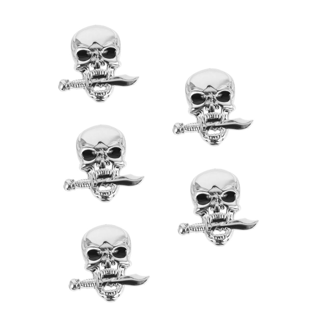 Mobestech 5St Karosserieaufkleber Metall Auto Aufkleber Skull Auto Aufkleber Auto Metall Aufkleber Auto Dekoration Skelett- -Logo 3D- -Metallaufkleber Zinklegierung Silver von Mobestech