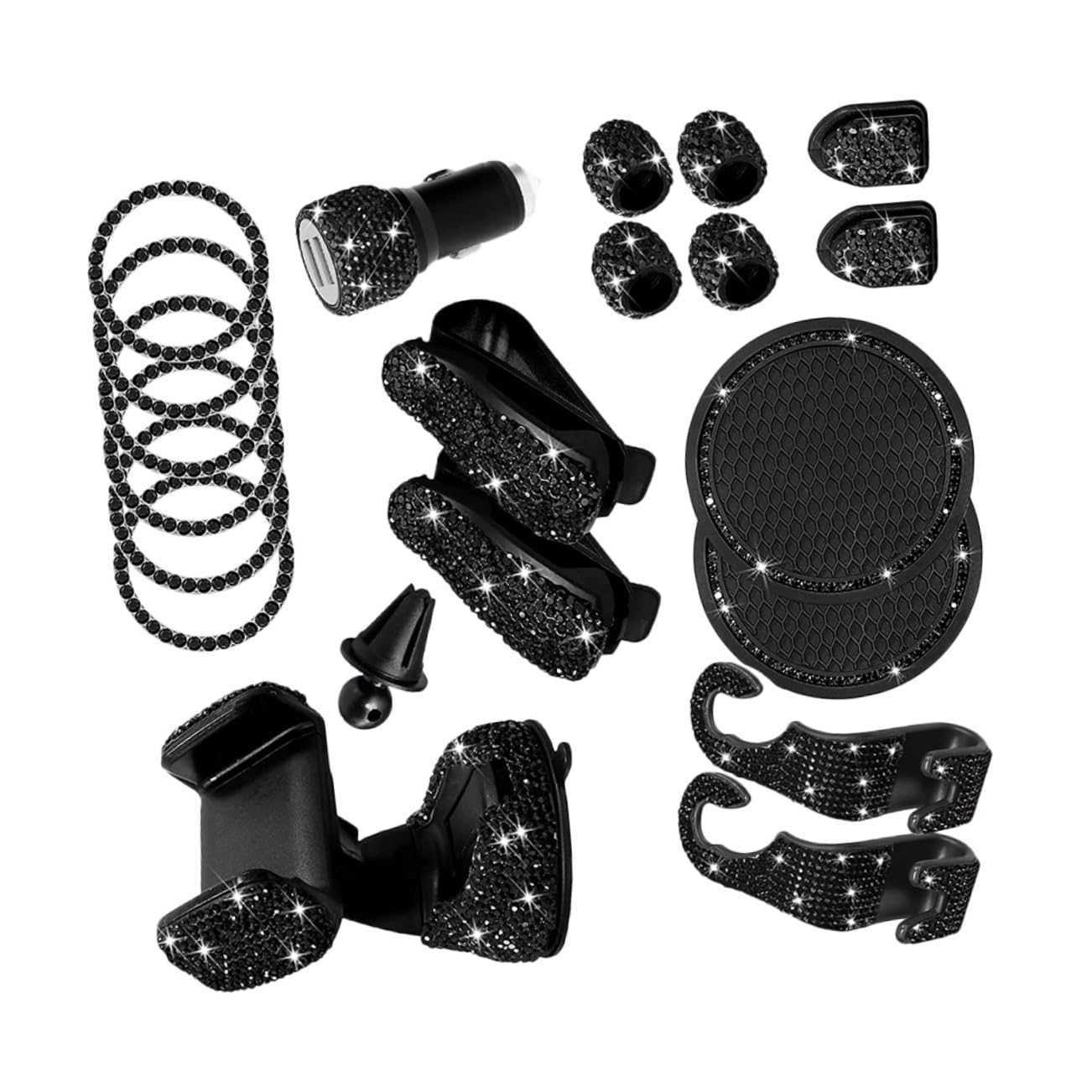 Mobestech Bling Auto Zubehör Set Diamant Dekoration Für Auto Mit Handyhalterung Und Ladefunktion Elegante Bling Akzente Für Ihr Fahrzeug von Mobestech