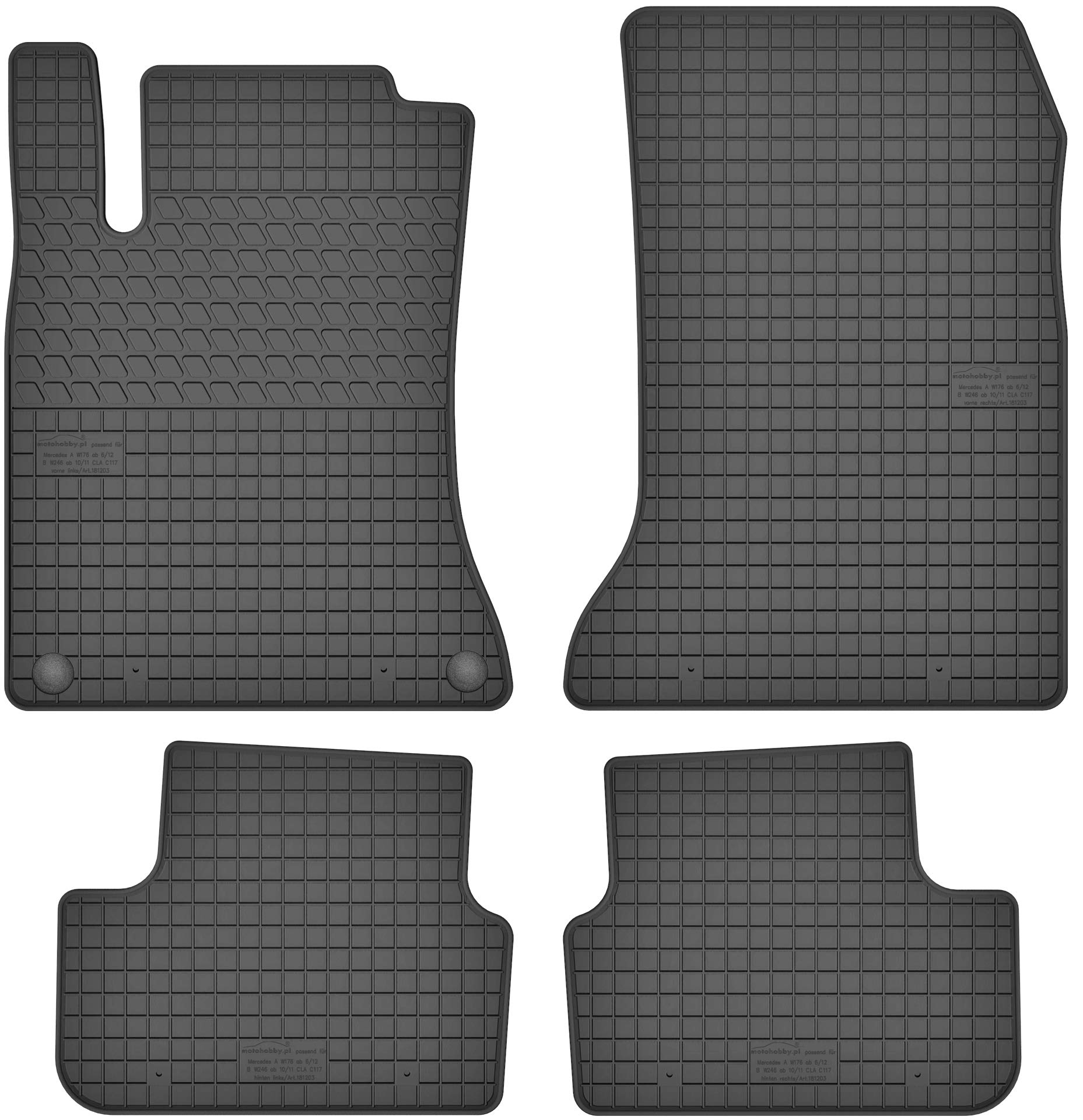 Gummimatten Gummi Fußmatten Satz für Mercedes-Benz A W176 / B W246 / CLA C117 / CLA X117 / GLA X156 I/Infiniti Q30 - Passgenau von Mobil-Fan