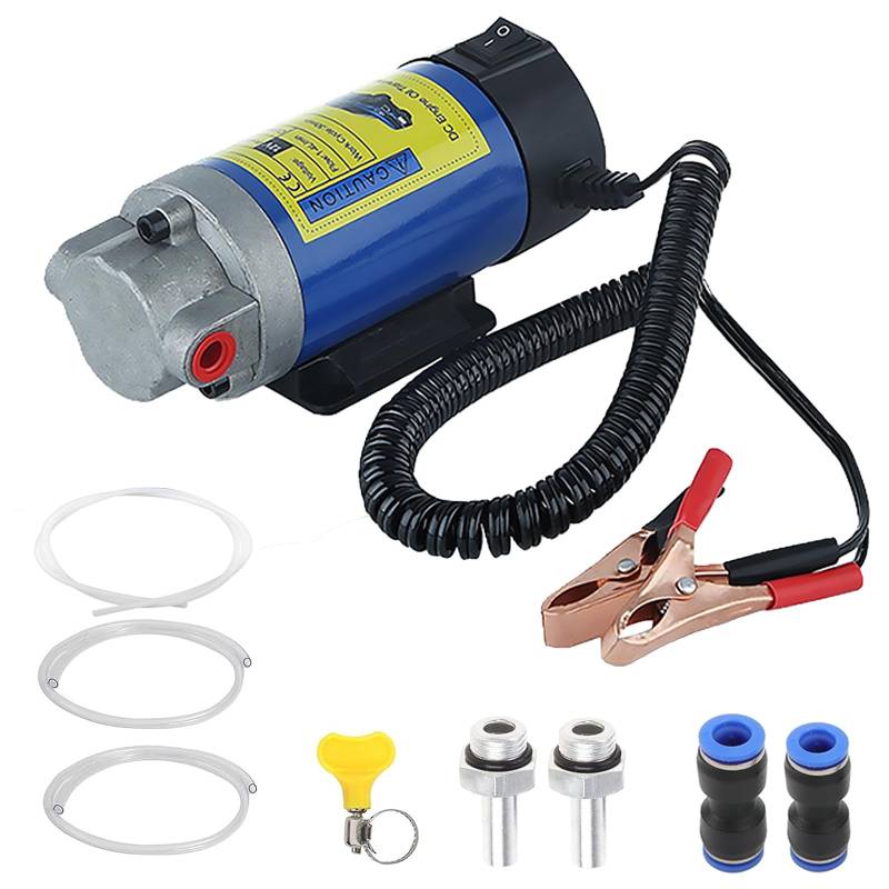 Mocoli Dieselpumpe, 12V 100W Ölabsaugpumpe Elektrisch Diesel Absaugpumpe Ölwechselpumpe mit 3 Rohren für Motorölwechsel Ölpumpe,Tragbare Elektrische Selbstansaugende Diesel für Auto,Motorrad,Boot,LKW von Mocoli