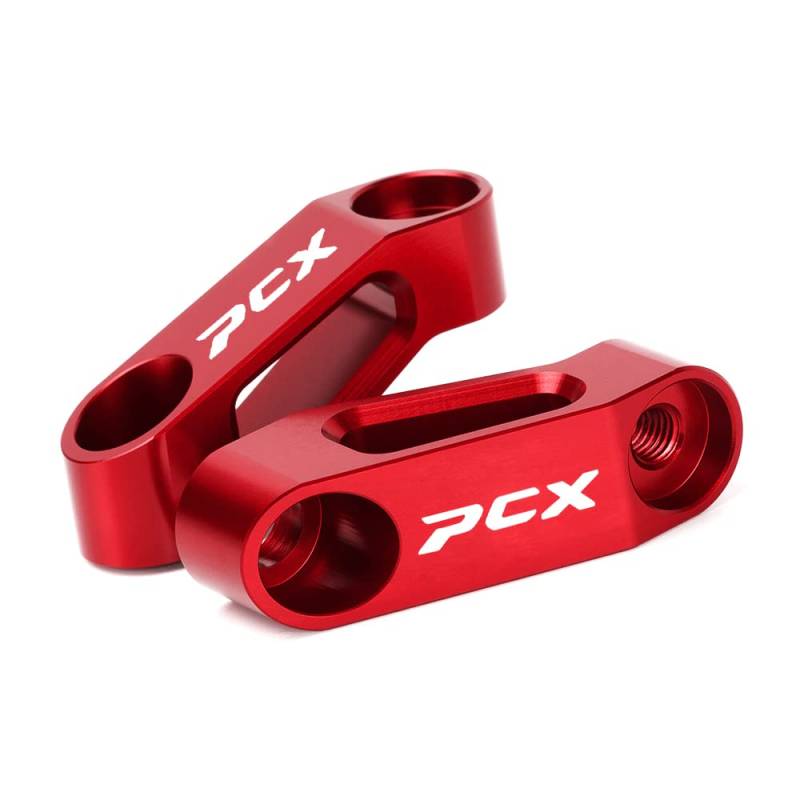 Modeer Für Hon-da PCX 125 150 160 Jedes Jahr Motorrad Rückspiegel Risers Extenders pcx125 pcx150 pcx160 Zubehör (Rot) von Modeer