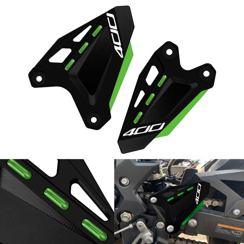 Modeer Für K.awasaki Ninja 400 Z400 2018-2024 | Ninja 500 Z500 2024 Motorrad CNC Fußraste Pedal Protektor Fußraste Fersenplatten Schutzabdeckung Zubehör (ninja400-schwarz/grün) von Modeer