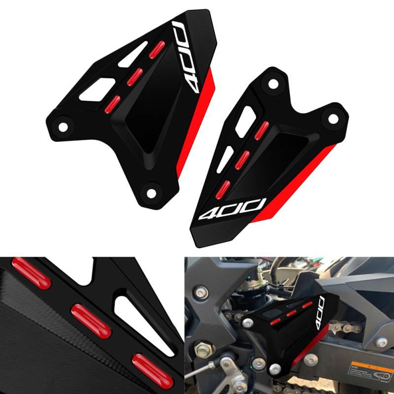 Modeer Für K.awasaki Ninja 400 Z400 2018-2024 | Ninja 500 Z500 2024 Motorrad CNC Fußraste Pedal Protektor Fußraste Fersenplatten Schutzabdeckung Zubehör (ninja400-schwarz/rot) von Modeer