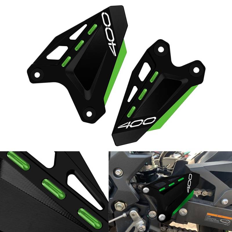 Modeer Für K.awasaki Ninja 400 Z400 2018-2024 | Ninja 500 Z500 2024 Motorrad CNC Fußraste Pedal Protektor Fußraste Fersenplatten Schutzabdeckung Zubehör (z400-schwarz/grün) von Modeer