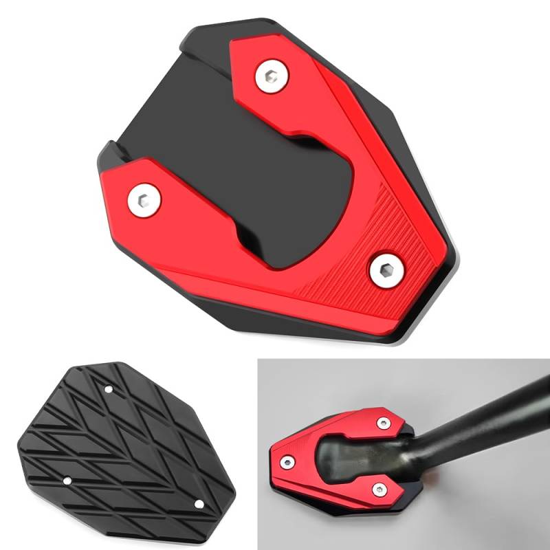 Modeer Kompatibel mit Ka.wasaki Vulcan S 650 VN650 EN650 2015~2024 Vulcan Cafe 2018~2023 Motorrad CNC seitenständer Fußseiten Verlängerungspolster Zubehör (kein Logo-Rot) von Modeer