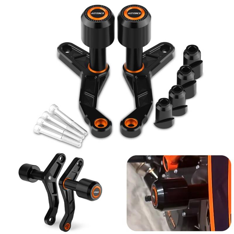 Modeer Motorrad Sturzpads Kompatibel mit K.T.M 1290 Super Duke R/RR 2020 2021 2022 2023 Rahmen Slider Sturzschutz superduke 1290 r/rr zubehör (orange) von Modeer