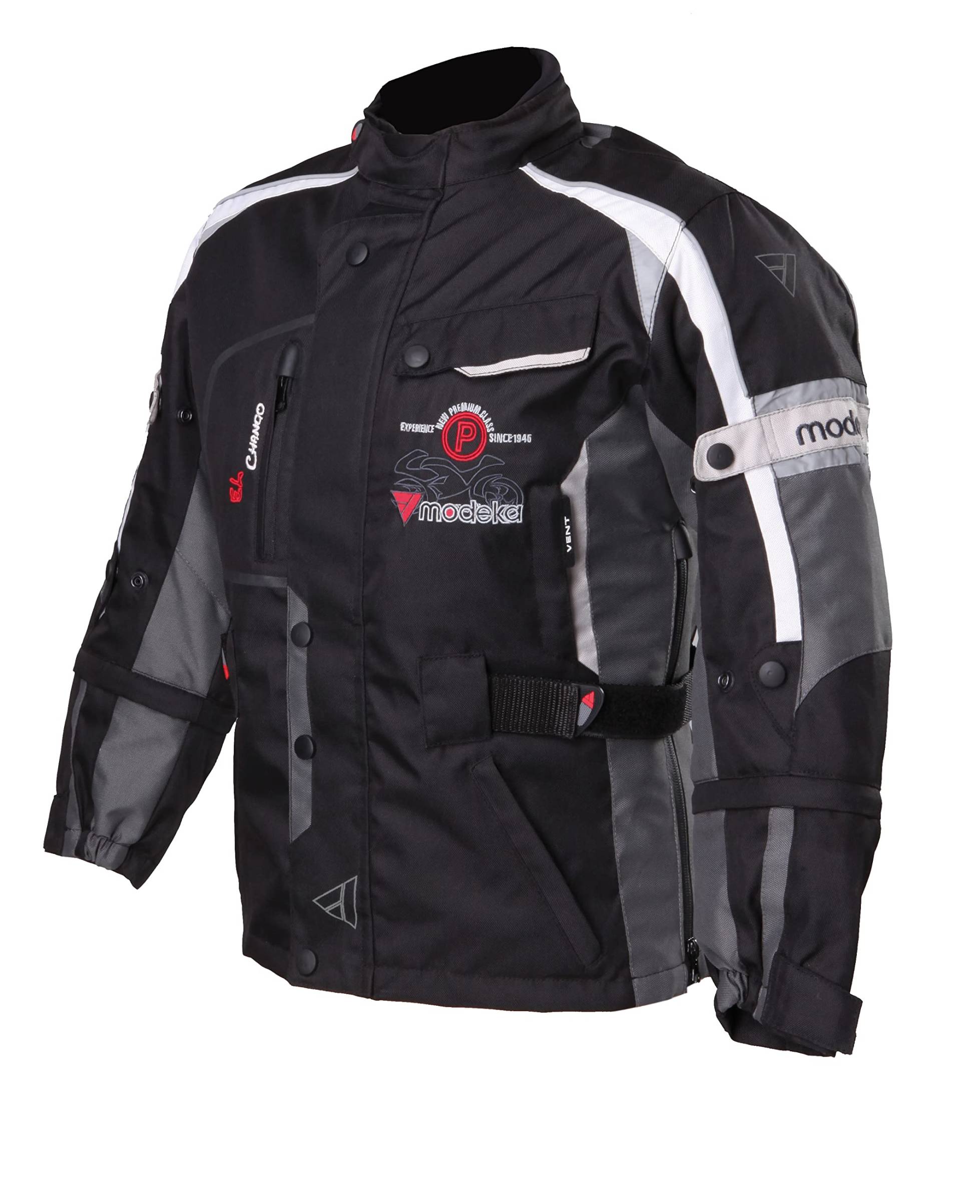 Modeka El Chango Kinder Motorrad Textiljacke (Black/Grey,140) von Modeka