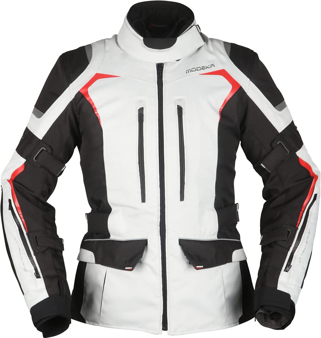 Modeka Elaya Damen Motorrad Textiljacke, hellgrau/schwarz, 38 von Modeka