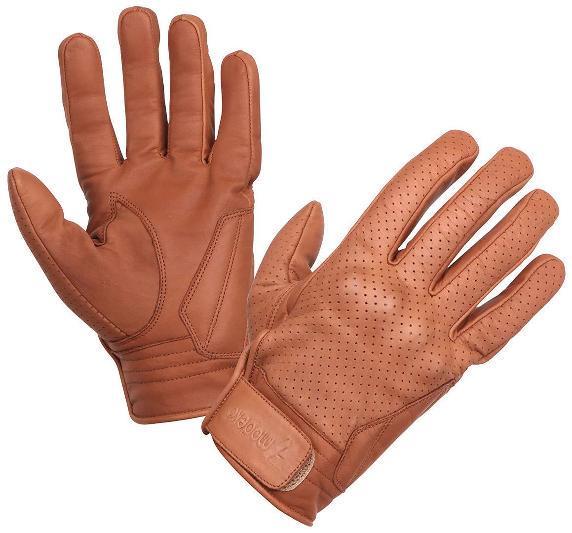 Modeka Hot Classic perforierte Motorrad Handschuhe, braun, 10 von Modeka