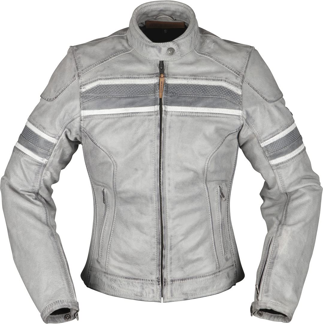 Modeka Iona Damen Motorrad Lederjacke (Light Grey,36) von Modeka