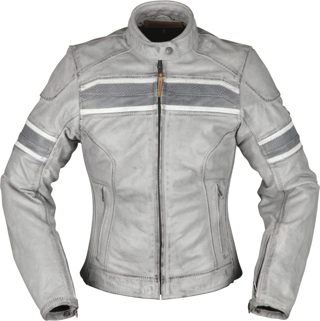 Modeka Iona Damen Motorrad Lederjacke (Light Grey,40) von Modeka