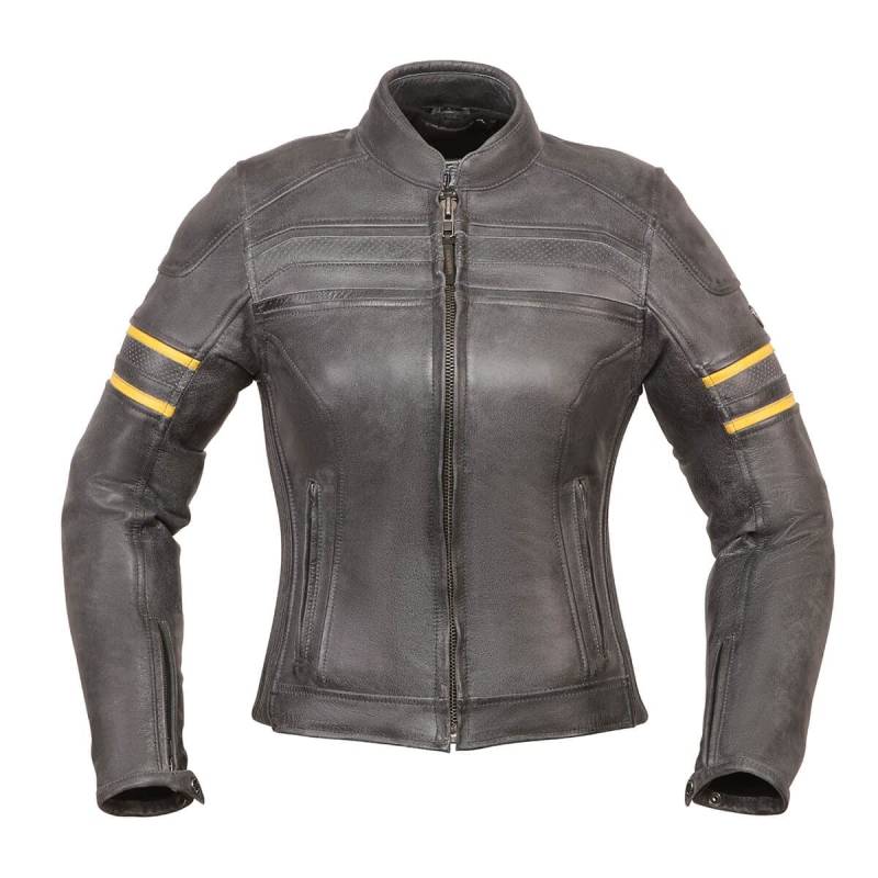 Modeka Iona Motorrad Lederjacke Damen (schwarz/gelb), 40D von Modeka