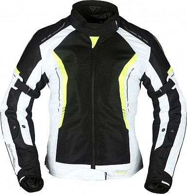 Modeka Khao Air, Textiljacke wasserdicht Damen - Schwarz/Hellgrau/Neon-Gelb - 42 von Modeka