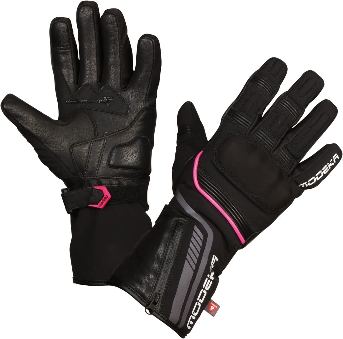 Modeka Makari Damen Motorradhandschuhe (Black/Pink,5 (S)) von Modeka