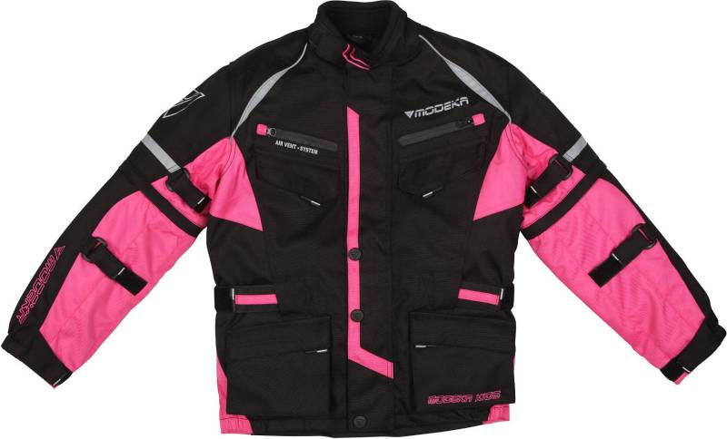 Modeka Tourex II Kinder Motorrad Textiljacke Schwarz/Pink 140 von Modeka